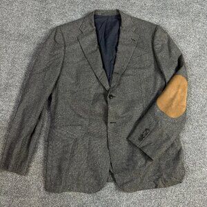 Bamford & Sons Sport Coat 44 Gray 3 Roll 2 Unstructured Elbow Patches Italy